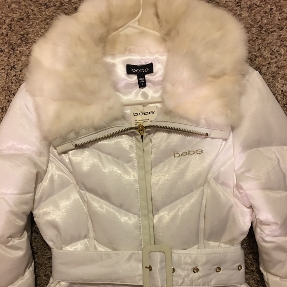 White BeBe Fur Collar Jacket
